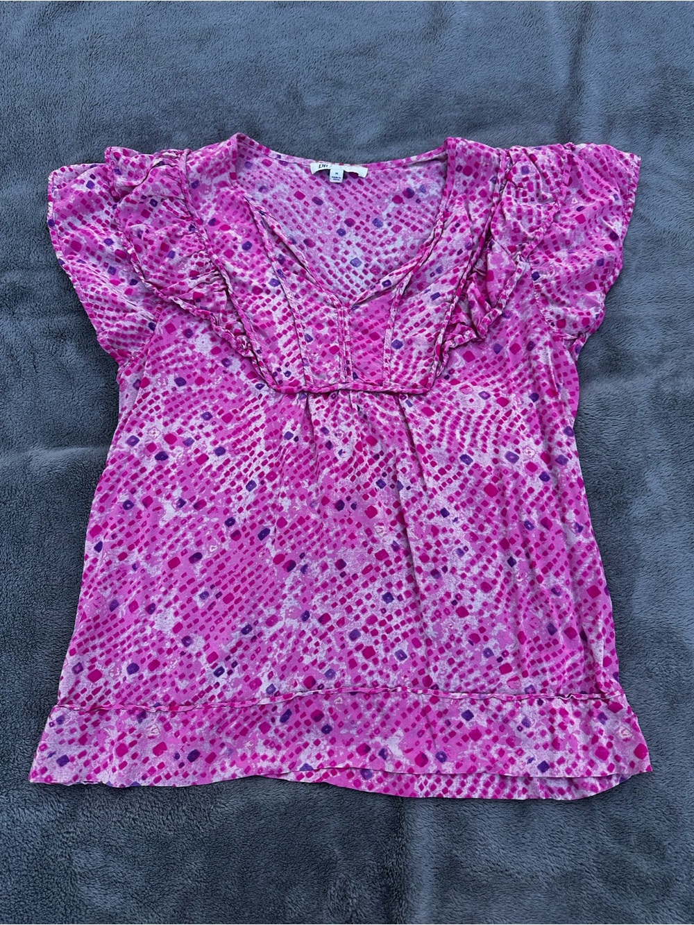 DR2 Women’s Vibrant Pink Patterned Sheer Blouse - Women’s Medium